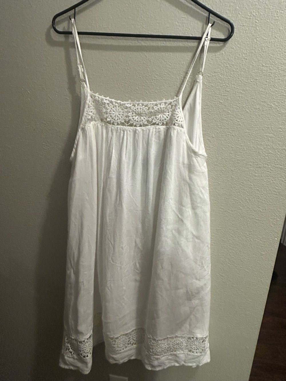 Lulu's White Crochet-Trim Slip mini dress women’s size xl